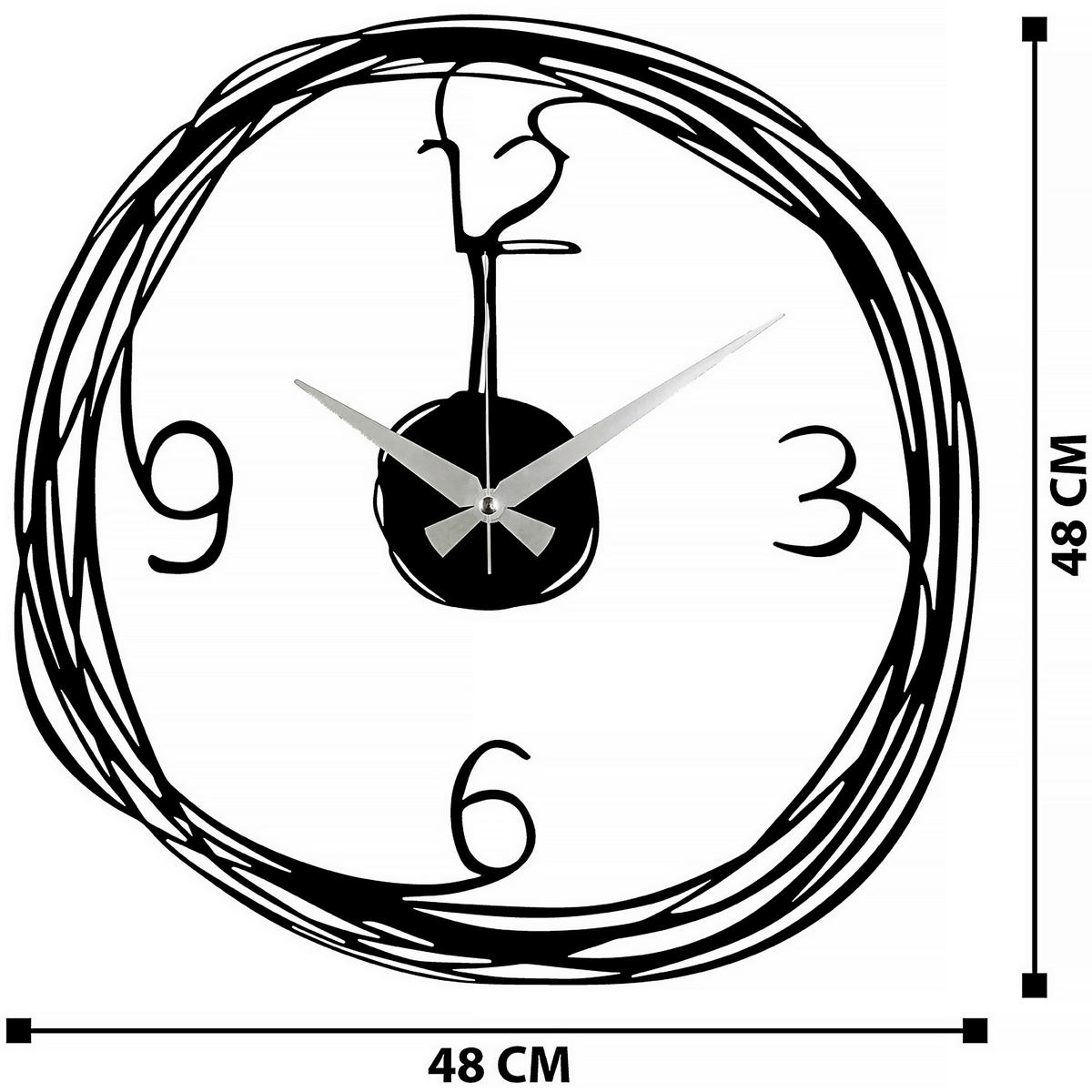WANDUHR Schwarz 48/48/0,12 cm  - Schwarz, LIFESTYLE, Metall (48/48/0,12cm)