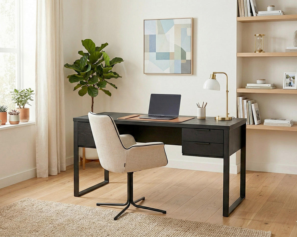 SCHREIBTISCH 150/120/76 cm Schwarz Stauraum, in verschiedenen Holz-Dekoren erhältlich  - Schwarz, Lifestyle, Holzwerkstoff/Metall (150/120/76cm)