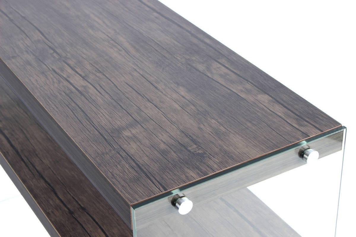 BEISTELLTISCH in Glas, Holzwerkstoff 32/110/75 cm  - Klar/Braun, Basics, Glas/Holzwerkstoff (32/110/75cm) - Kayoom