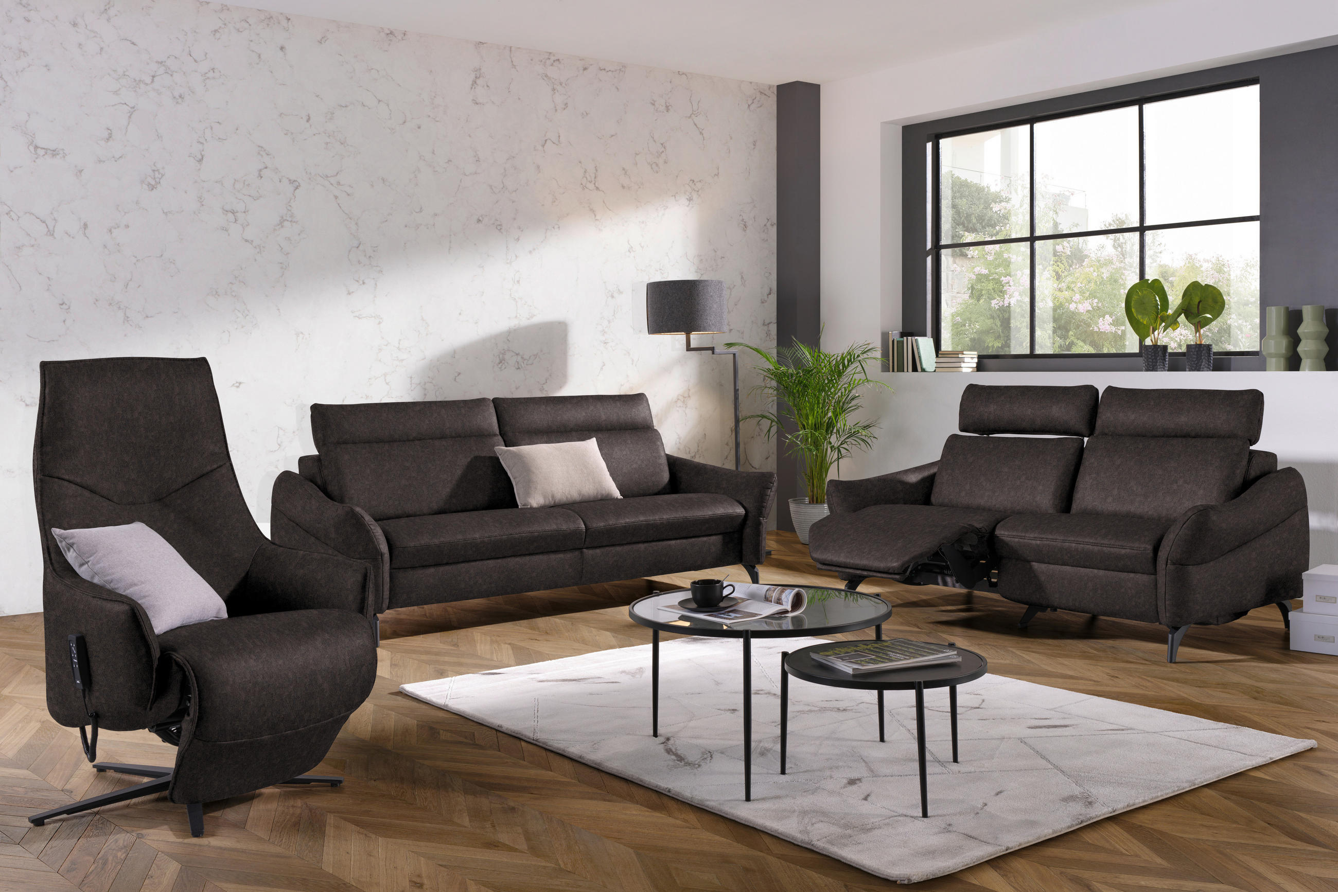 RELAXSESSEL in Leder Mokka  - Anthrazit/Mokka, Design, Leder/Metall (70/85/112cm) - Himolla Komfortklass