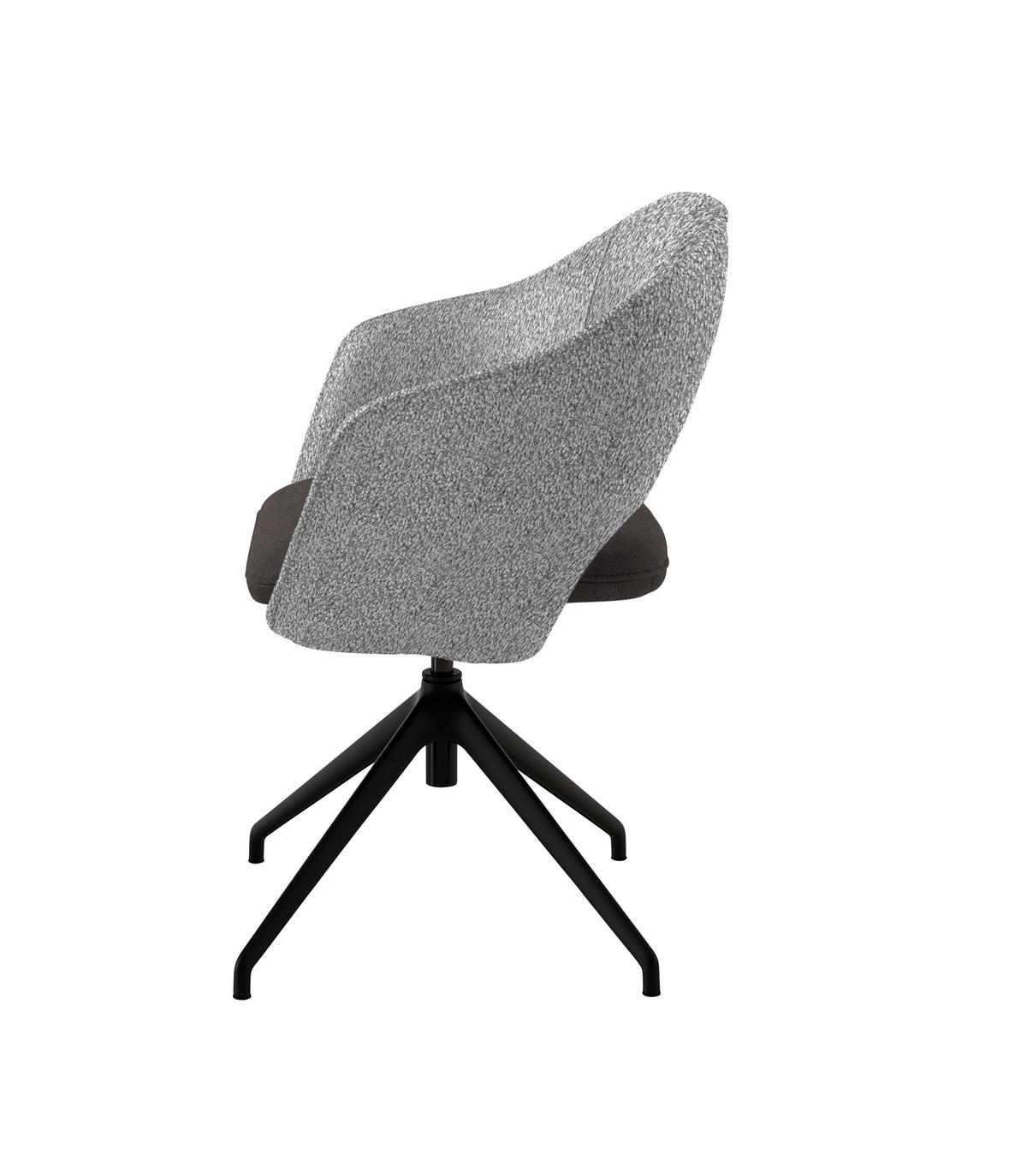 ARMLEHNSTUHL  Stoffauswahl, Wippfunktion, Sitzfläche 360° drehbar, gepolsterte Armlehnen Flachgewebe  - Graubraun/Schwarz, Design, Textil/Metall (63/74-90/57-73cm) - Koinor