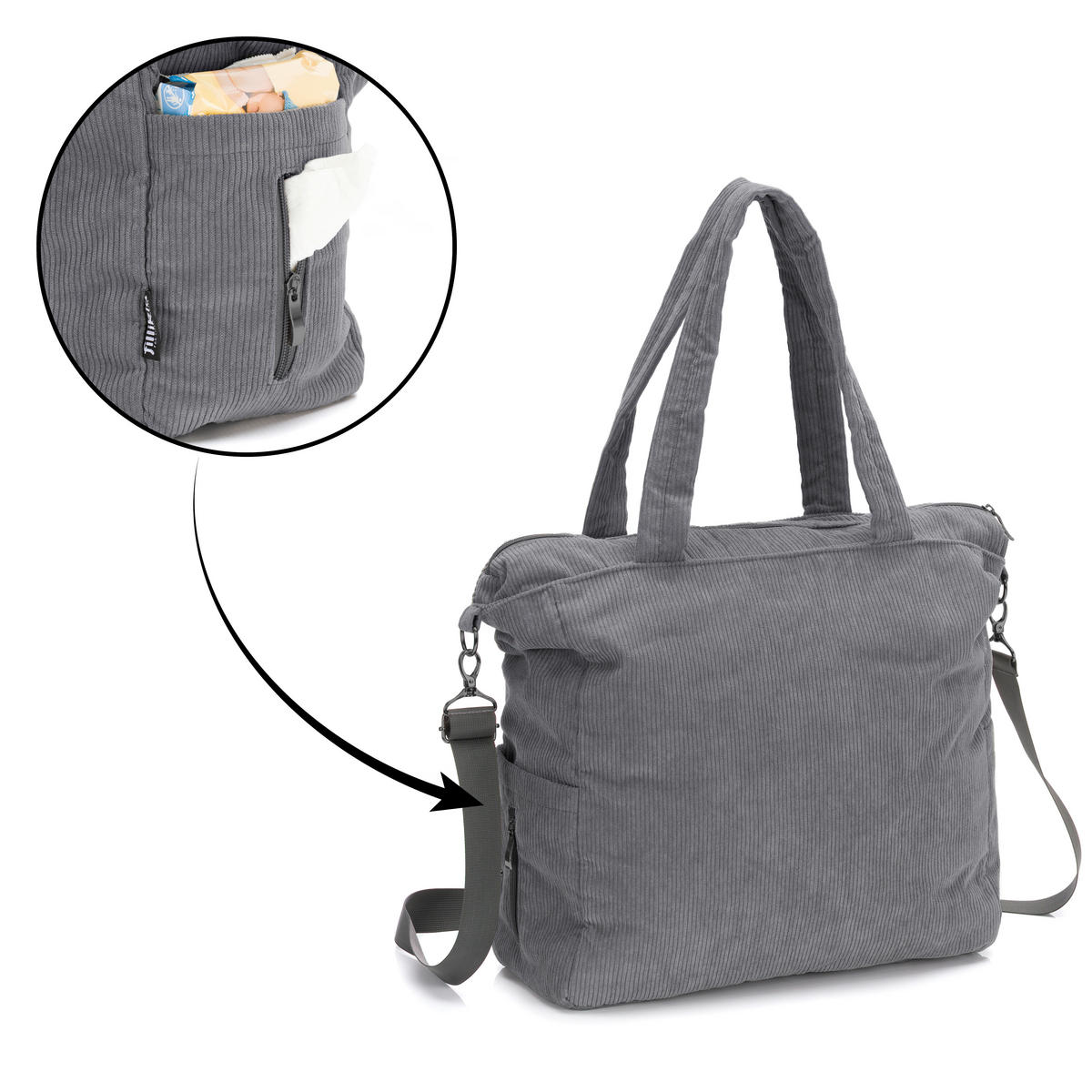 WICKELTASCHE Cord  - Grau, Basics, Textil (39/36cm) - Fillikid