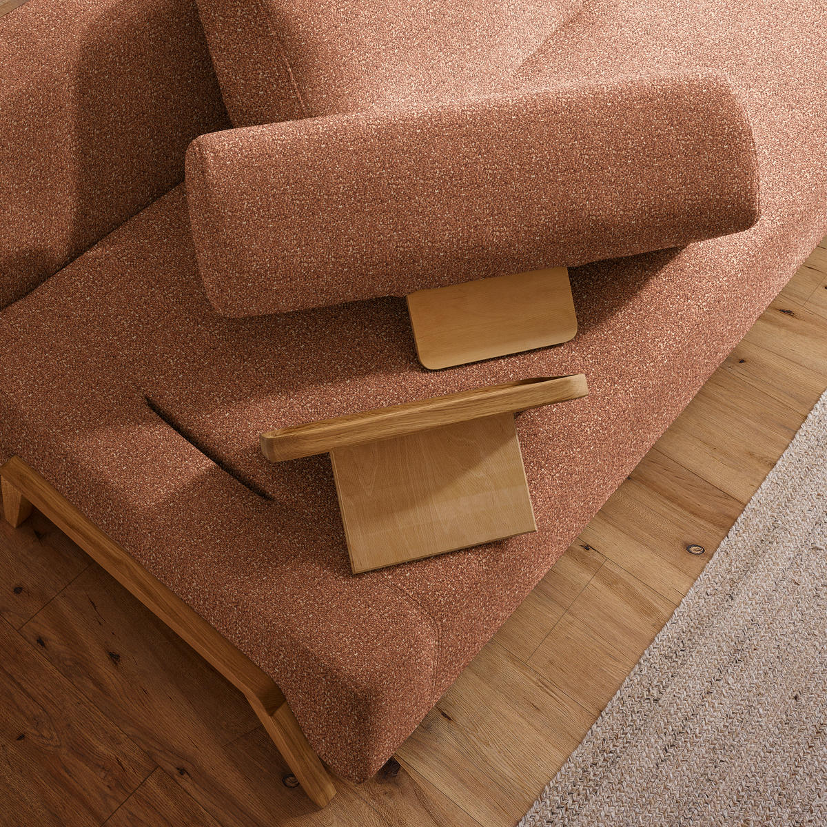 SCHLAFSOFA in Holz, Textil Cognac  - Cognac/Naturfarben, Design, Holz/Textil (211/88/102cm) - Niels Andersson