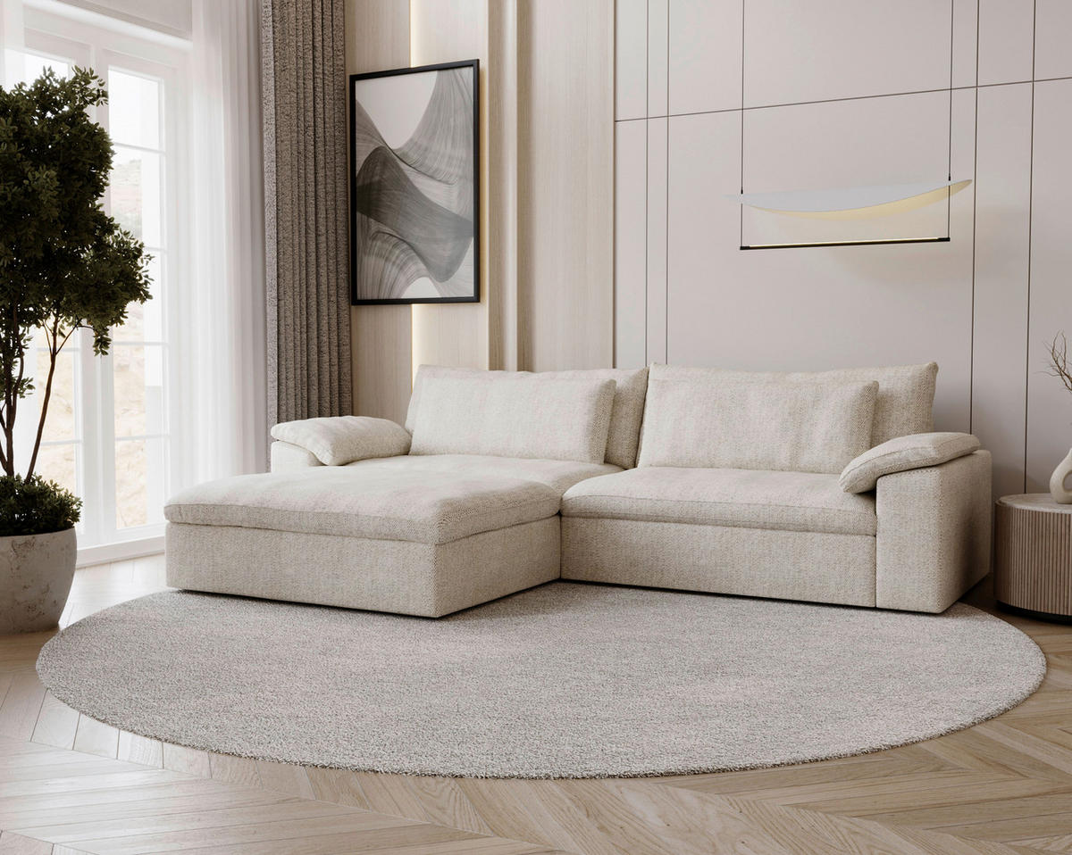 ECKSOFA  in Webstoff Beige  198/306 cm  - Beige/Schwarz, MODERN, Kunststoff/Textil (198/306cm) - Carryhome