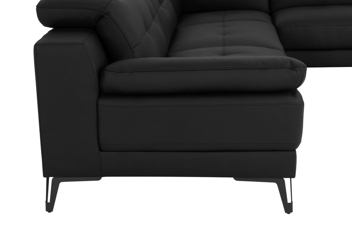 KUTNA GARNITURA koža  crna   - crna, Moderno, koža/tekstil (287/224cm) - MID.YOU