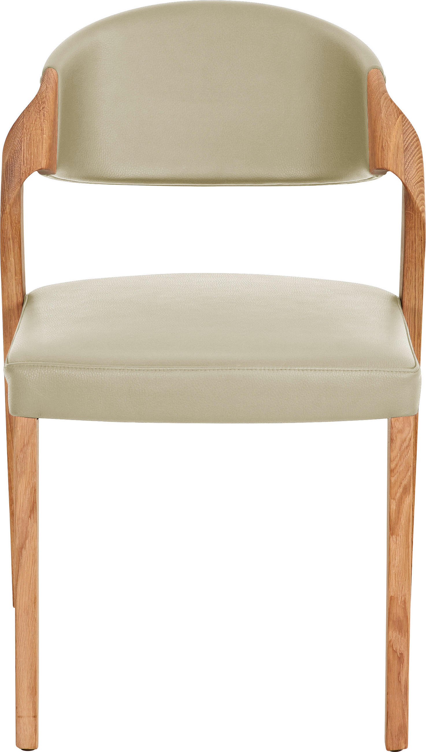 STUHL Echtleder Eichefarben, Beige Altholz, Eiche massiv  - Eichefarben/Beige, Natur, Leder/Holz (53/82/57cm) - Voglauer