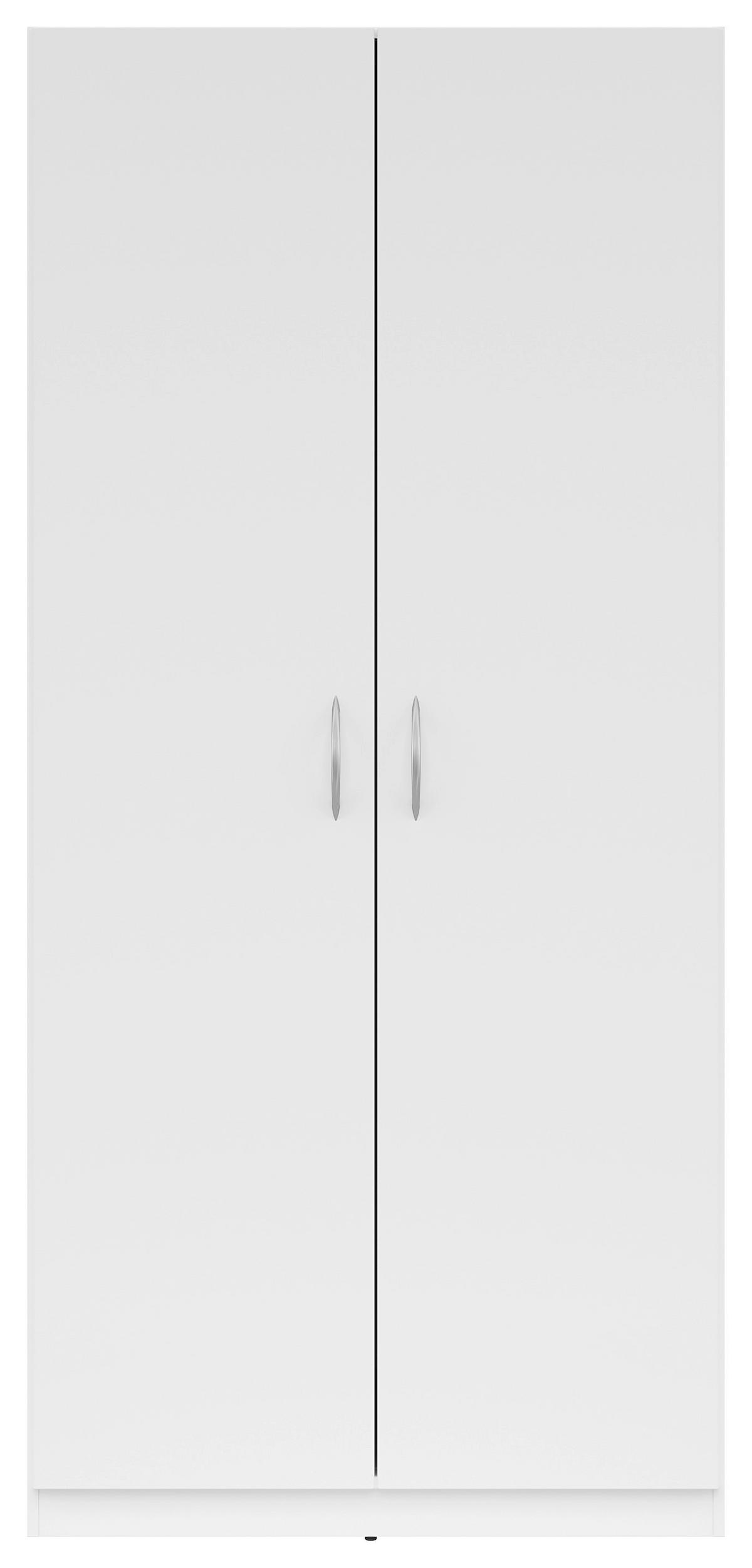 KLEIDERSCHRANK in Weiss  - Weiss/Silberfarben, Konventionell, Holzwerkstoff/Kunststoff (91/197/54cm) - Carryhome