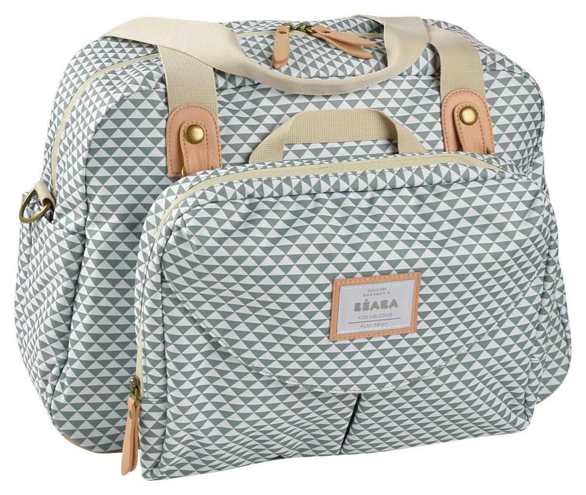 WICKELTASCHE GENEVA II  "PLAY PRINT"  - Salbeigrün/Grau, Basics, Kunststoff (26/30,5/44cm) - Beaba