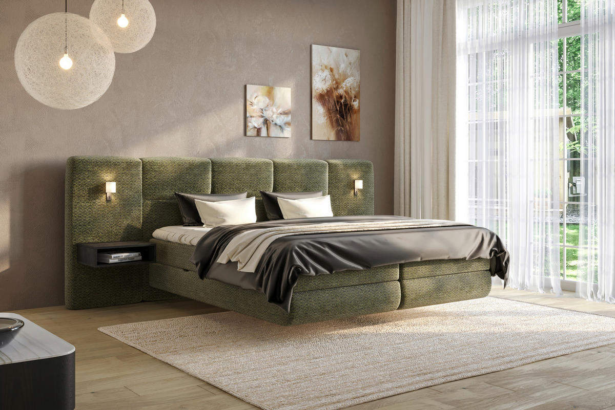BOXSPRINGBETT 180/200 cm  in Grün  - Schwarz/Grün, Basics, Holz/Holzwerkstoff (180/200cm) - Esposa