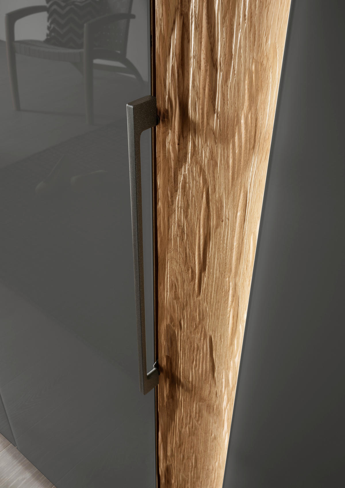 ŠATNÍ SKŘÍŇ S OTOČNÝMI DVEŘMI, dub, dub bianco, lávově šedá, 300/216/58 cm - barvy břidlice/lávově šedá, Design, kov/dřevo (300/216/58cm) - Dieter Knoll