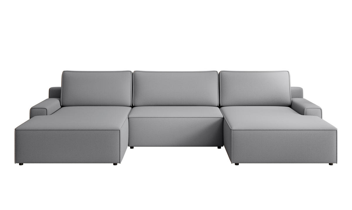 WOHNLANDSCHAFT CHALLENGE Grau Struktur  - Schwarz/Grau, MODERN, Kunststoff/Textil (168/333/168cm) - Trendmanufaktur