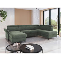 WOHNLANDSCHAFT GLENDALE E Dunkelgrün Flachgewebe  - Dunkelgrün/Schwarz, KONVENTIONELL, Textil/Metall (166/321/193cm) - Sit & More