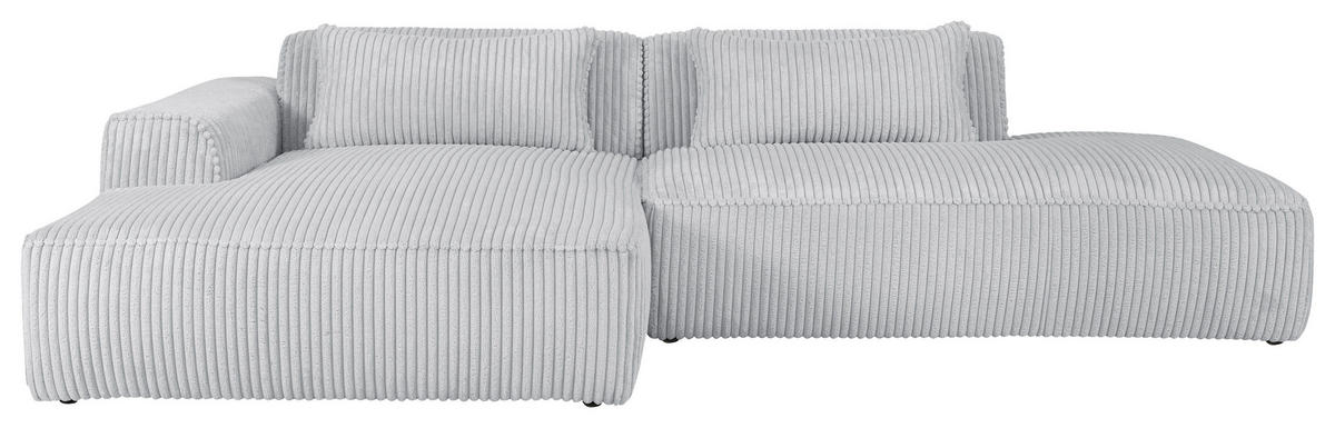 ECKSOFA BILLUND in Cord Hellgrau  294/165 cm  - Hellgrau/Schwarz, KONVENTIONELL, Holzwerkstoff/Kunststoff (294/165cm) - Livetastic