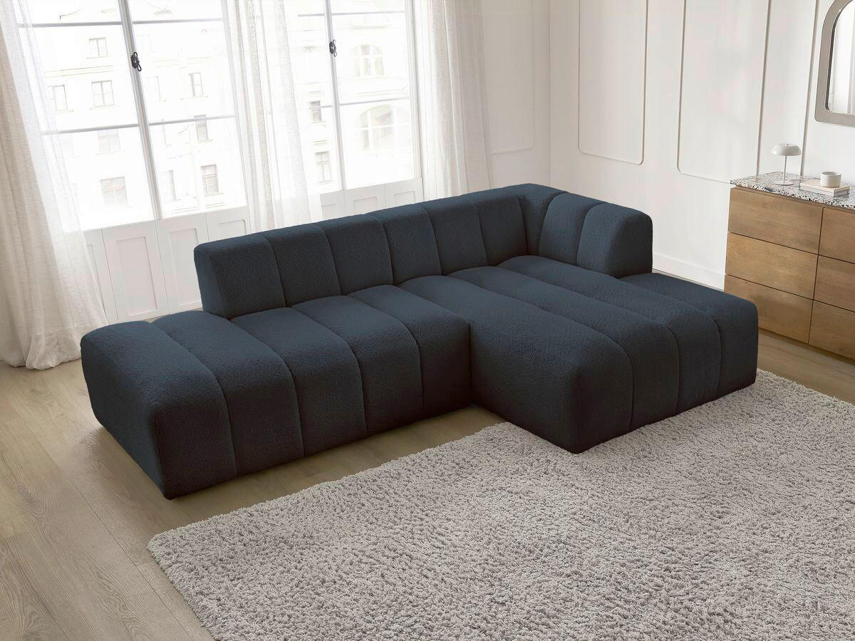 ECKSOFA  ANNECY Dunkelblau Bouclé  - Schwarz/Dunkelblau, MODERN, Kunststoff/Textil (262/170cm)