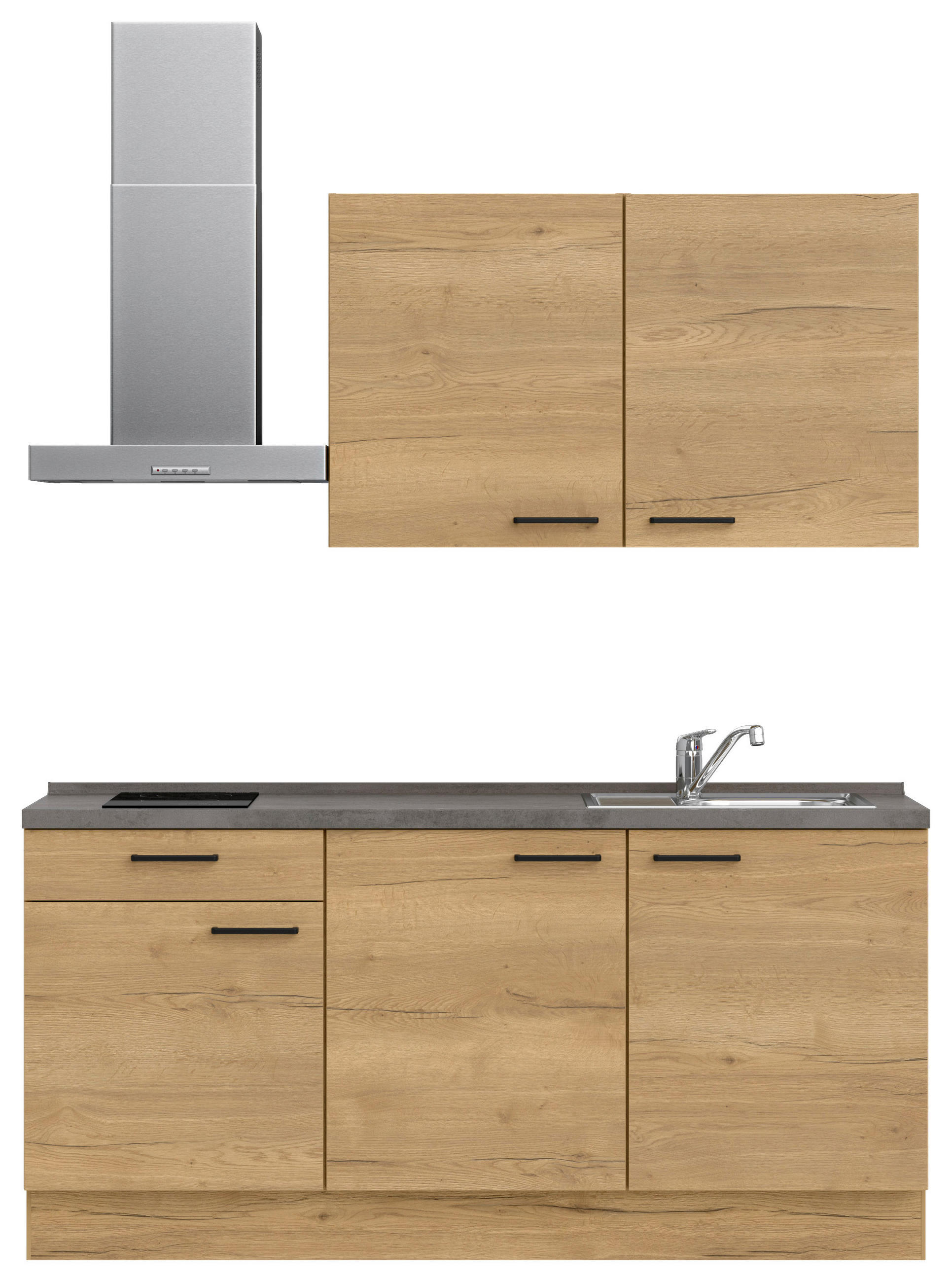 KÜCHENLEERBLOCK 180 cm   in Eichefarben, Schieferfarben  - Schieferfarben/Eichefarben, MODERN, Holzwerkstoff/Metall (180cm) - Nobilia