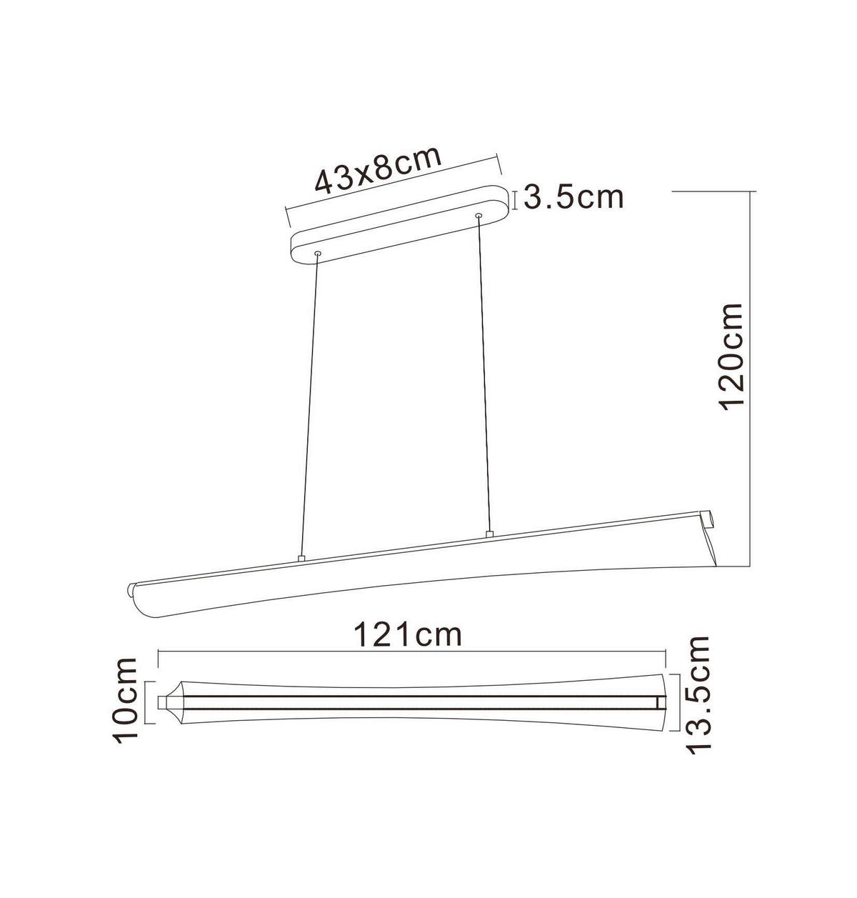 LED-HÄNGELEUCHTE 121/13,5/120 cm  - Klar/Anthrazit, Design, Kunststoff/Metall (121/13,5/120cm) - Globo