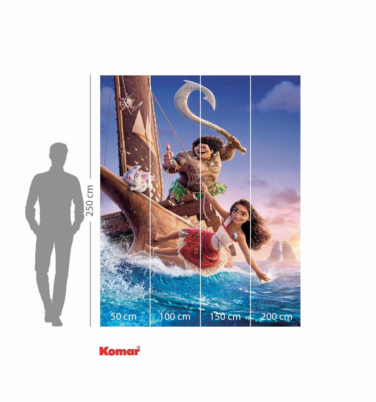 FOTOTAPETE MOANA 2 FEEL THE OCEAN  - Blau, Design, Textil (200/250cm) - Disney