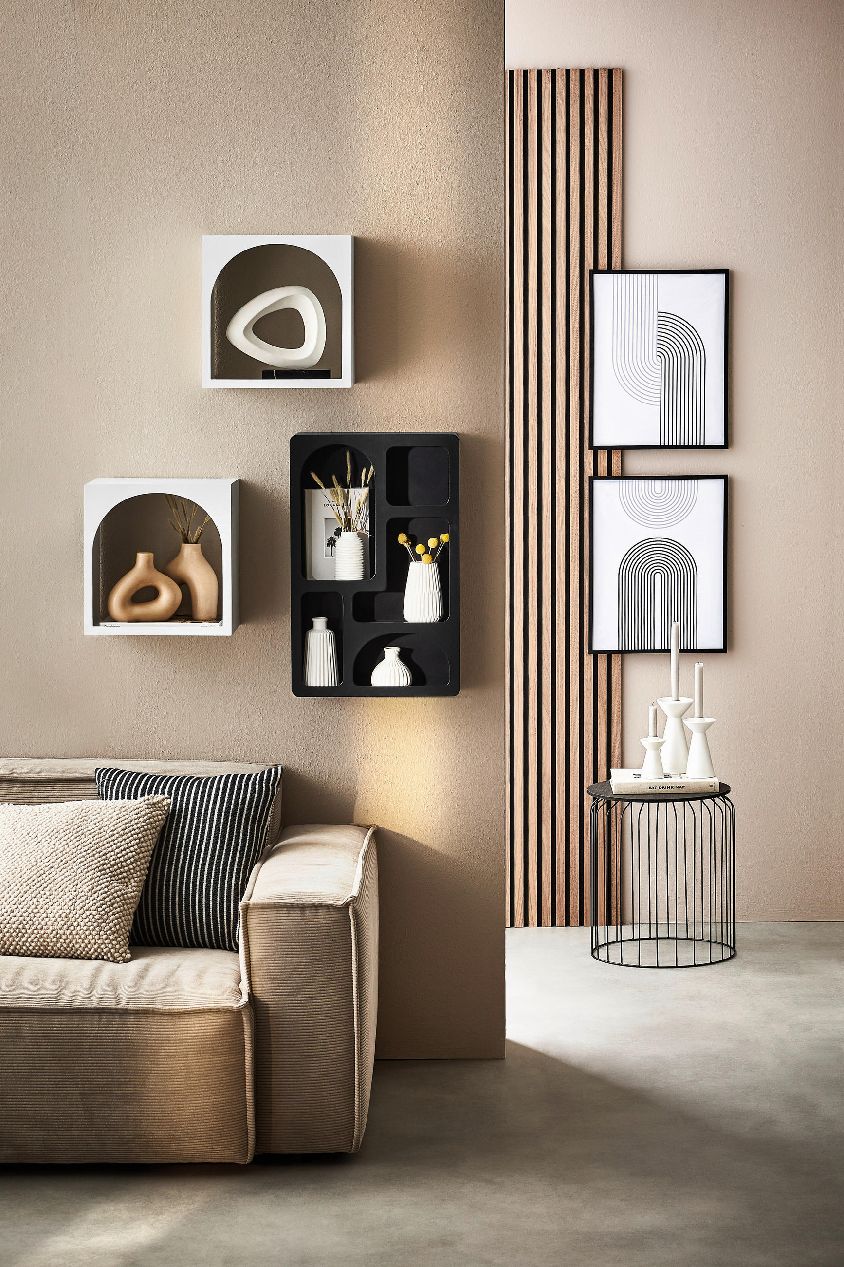 WANDREGAL Eukalyptusholz Weiß  - Weiß, LIFESTYLE, Holz (34/24/34cm) - Ambia Home