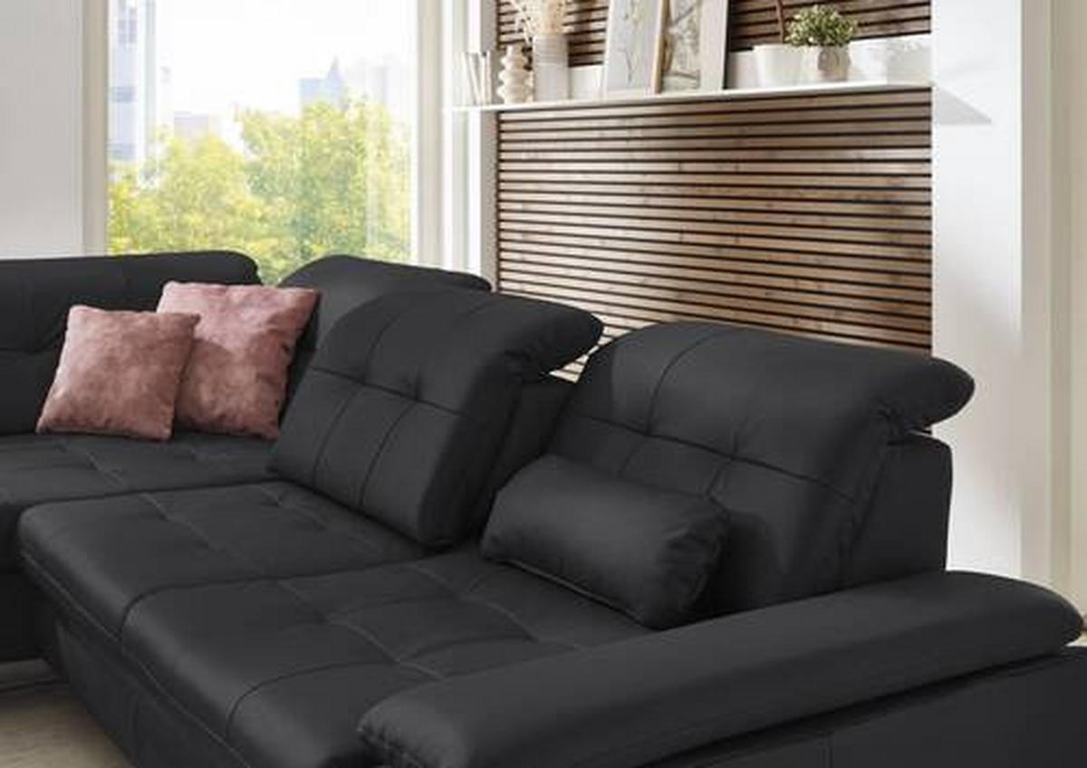 ECKSOFA in Echtleder Anthrazit  - Anthrazit, Basics, Leder/Metall (211/309cm) - Beldomo Speed
