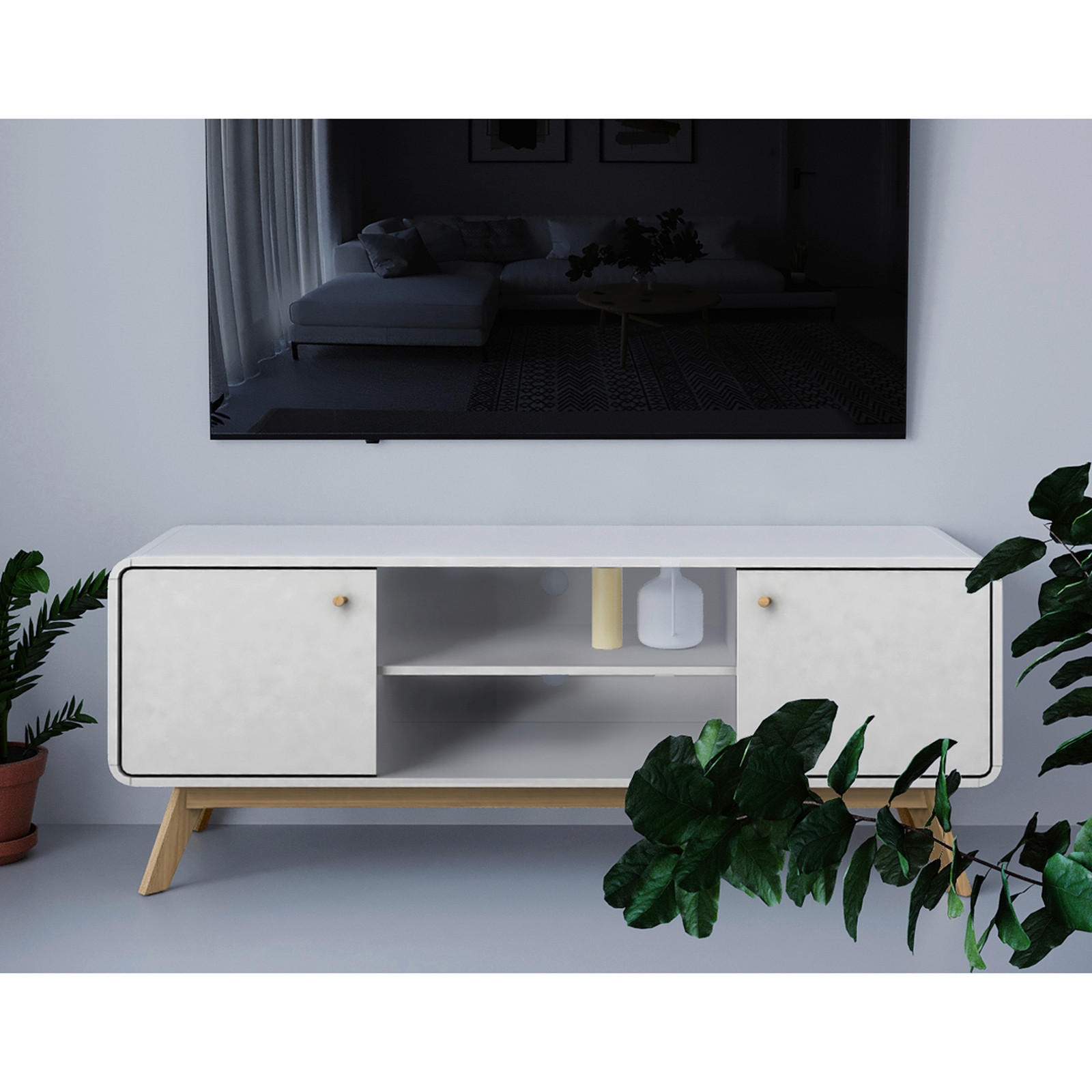 LOWBOARD Cassie  in 140/53/39 cm  - Eichefarben/Weiß, Design, Holz/Holzwerkstoff (140/53/39cm) - MID.YOU
