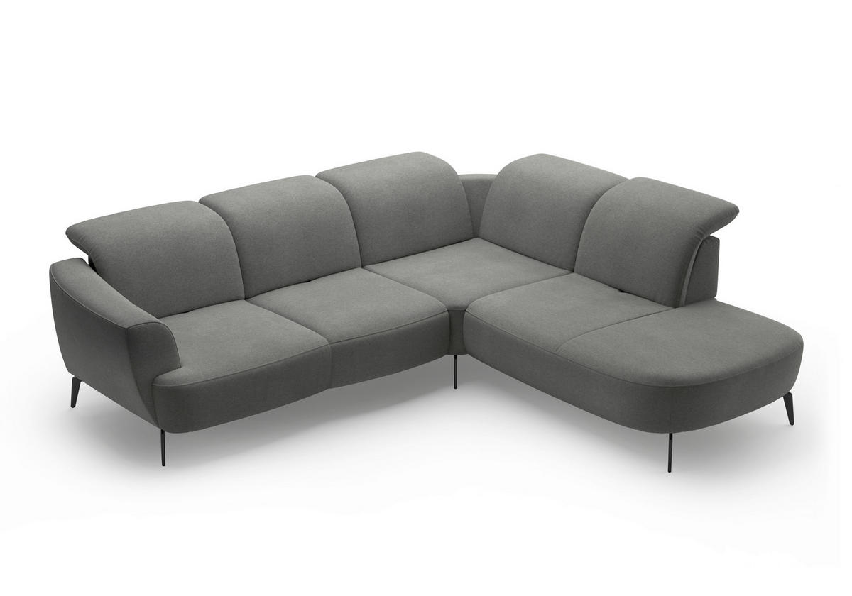 ECKSOFA in Mikrofaser Schlammfarben  - Schlammfarben/Schwarz, Konventionell, Textil/Metall (300/267cm) - Sit & More