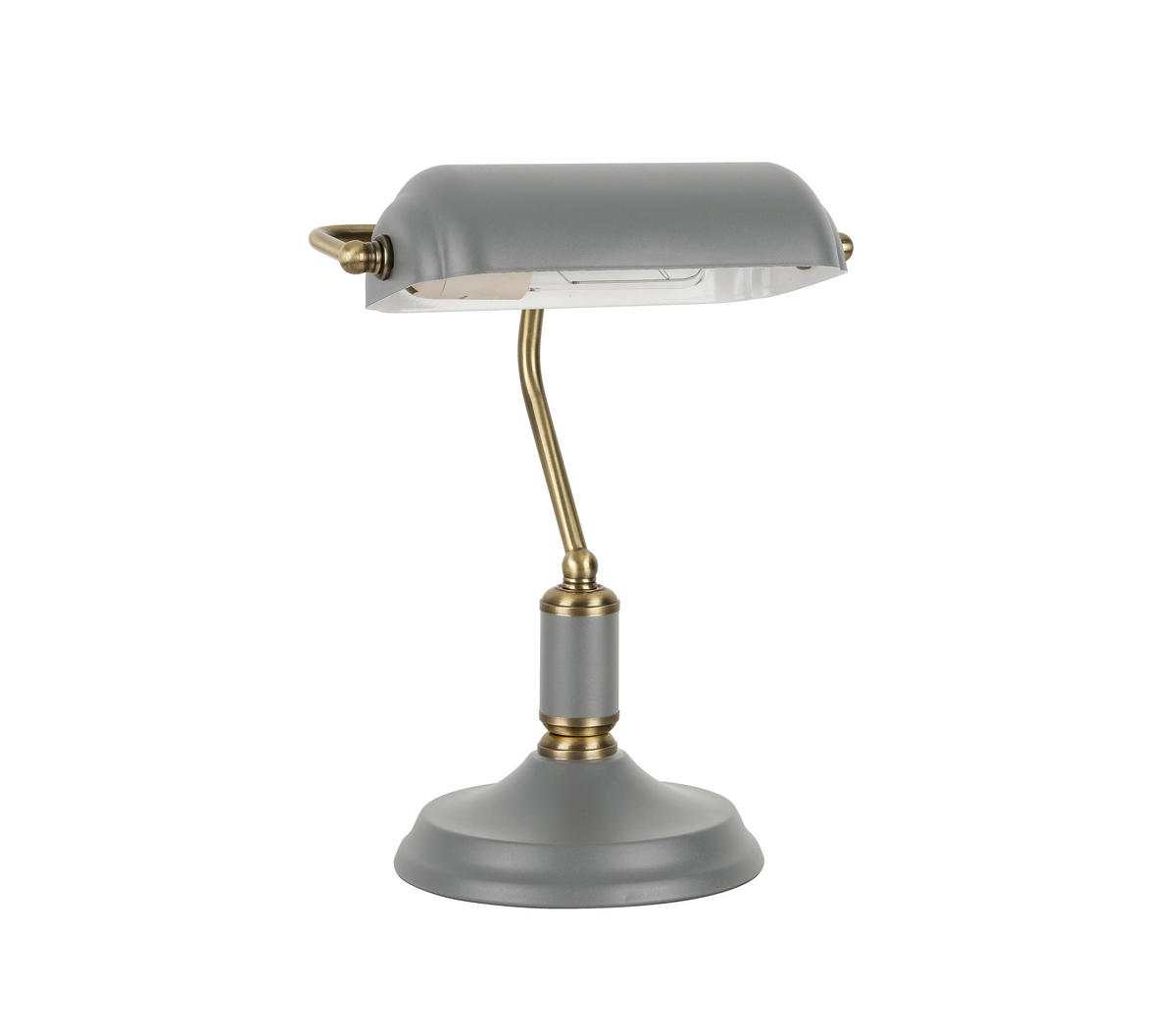 STOLNÍ LAMPA, E27, 37/26,5/18 cm - šedá/barvy mosazi, Konvenční, kov (37/26,5/18cm) - Novel