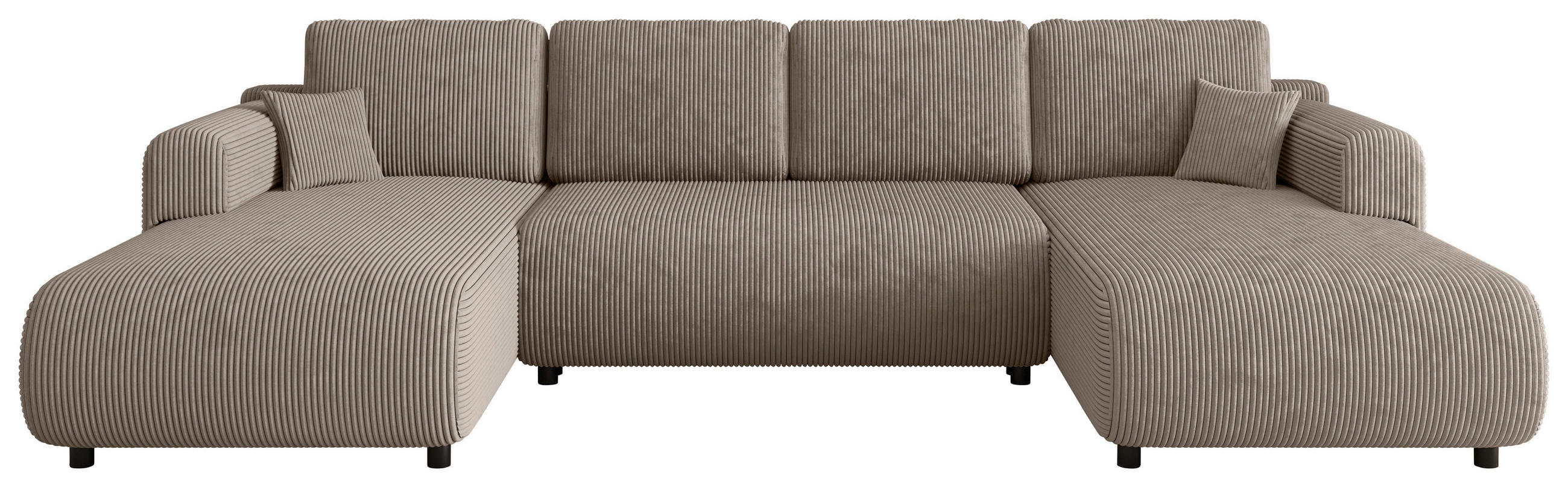 Wohnlandschaft inkl. Funktion Taupe Cord  - Taupe/Schwarz, KONVENTIONELL, Textil (200/360/200cm) - Xora