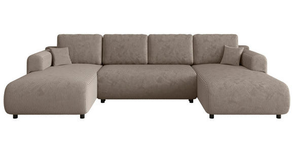 Wohnlandschaft inkl. Funktion Taupe Cord  - Taupe/Schwarz, KONVENTIONELL, Textil (200/360/200cm) - Xora