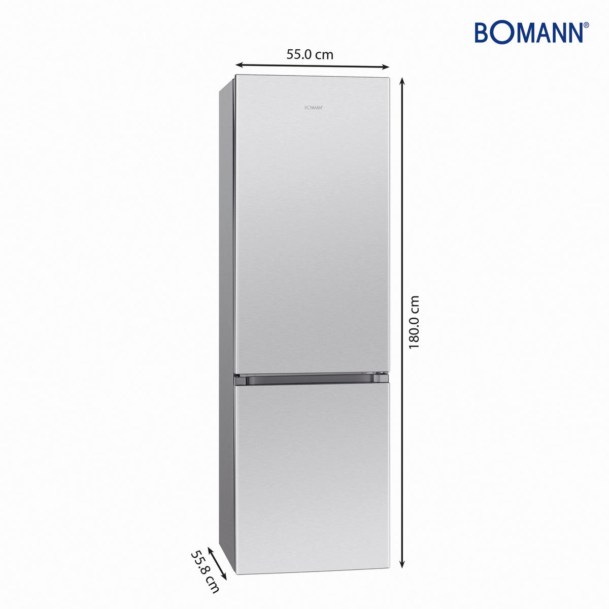 KÜHL-GEFRIER-KOMBINATION 55/180/55,8 cm KG 184.1 IX-LOOK 56CM D 269L  - KONVENTIONELL (55/180/55,8cm) - Bomann