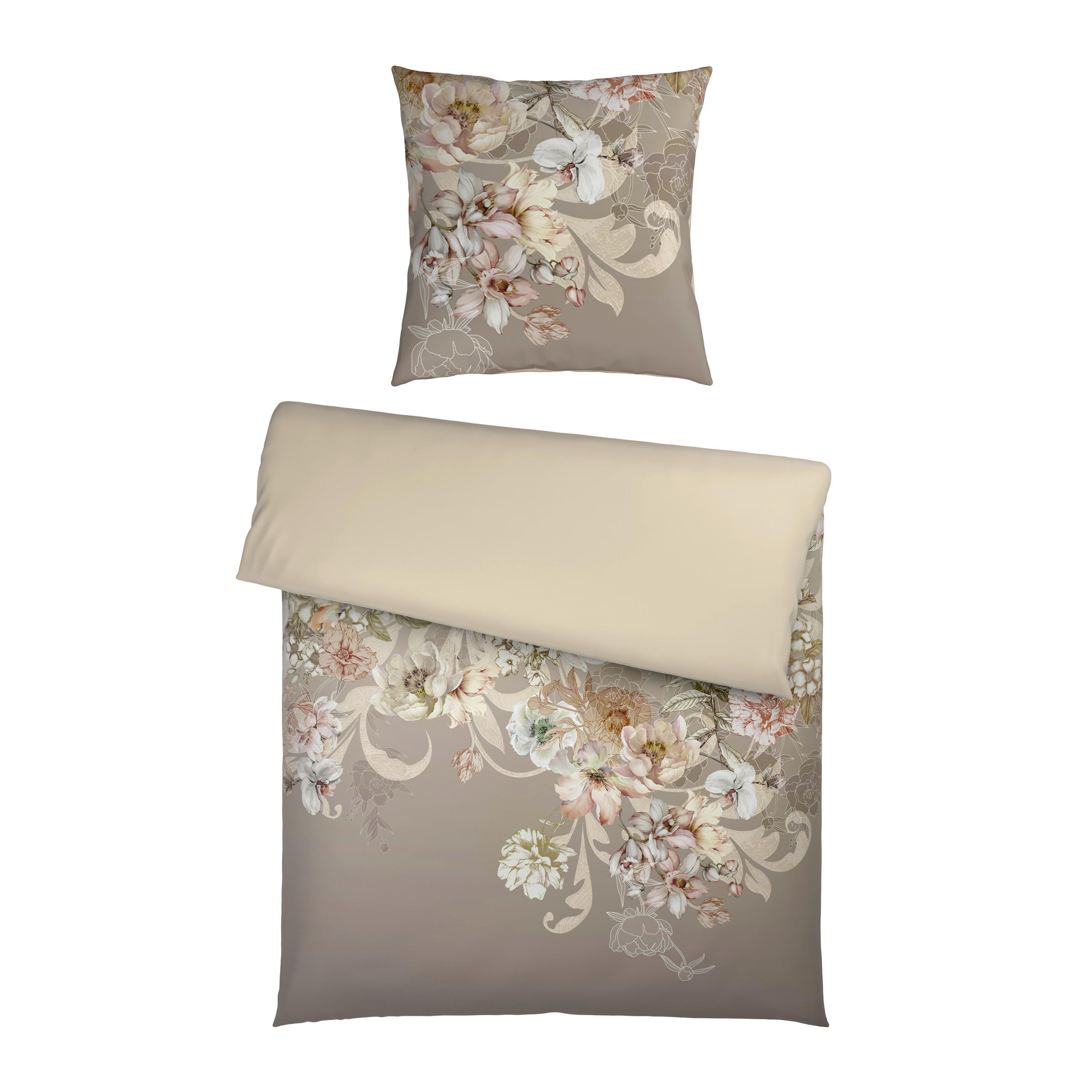 WENDEBETTWÄSCHE 2-teilig Satin 135/200 cm  - Naturfarben, Design, Textil (135/200cm) - Esposa