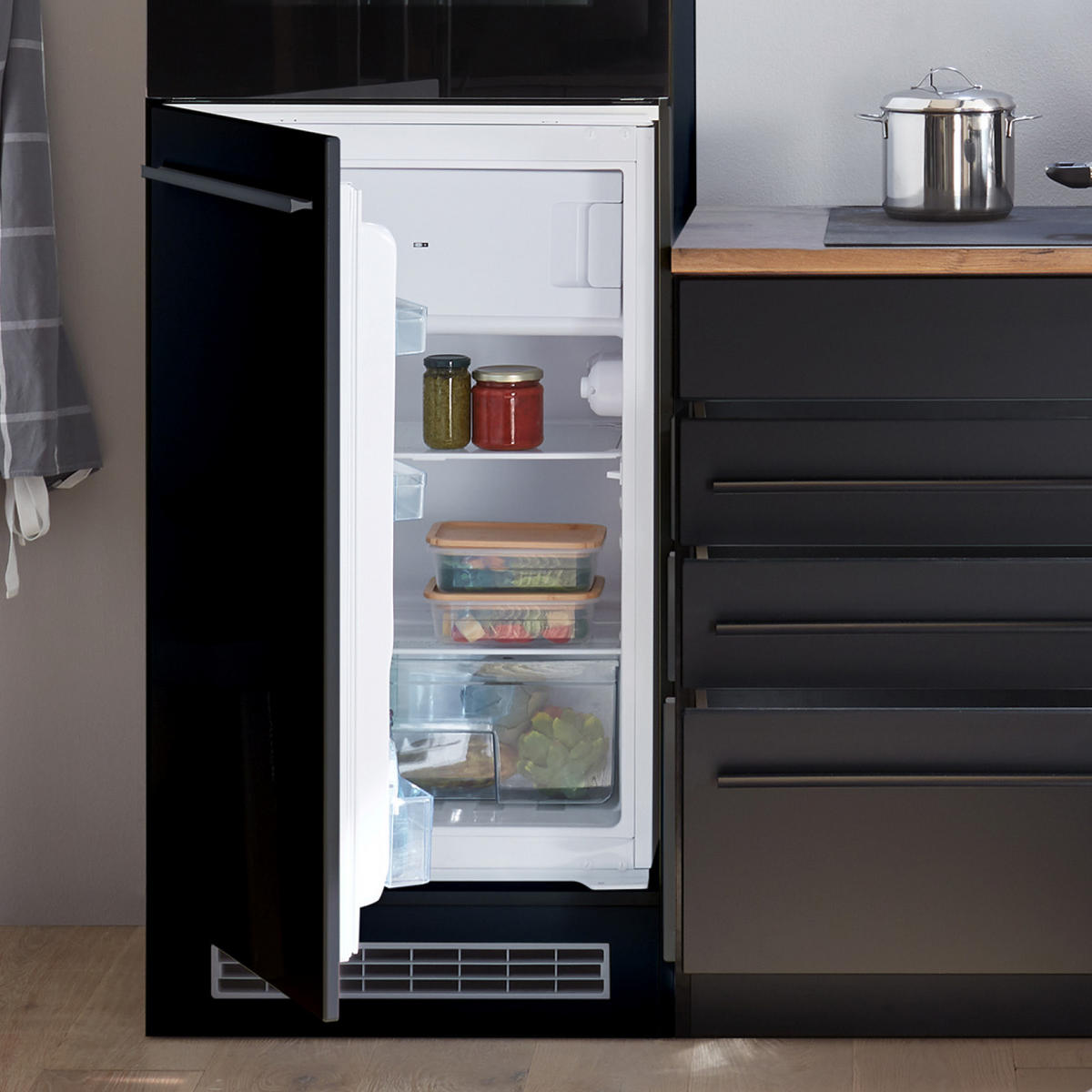 BUCĂTĂRIE FĂRĂ ELECTROCASNICE  - culoare lemn stejar/negru, Konventionell, plastic/material pe bază de lemn (260cm) - Xora