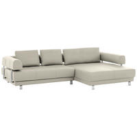 ECKSOFA Creme Echtleder  - Creme, Design, Leder/Metall (307/188cm) - Stylife