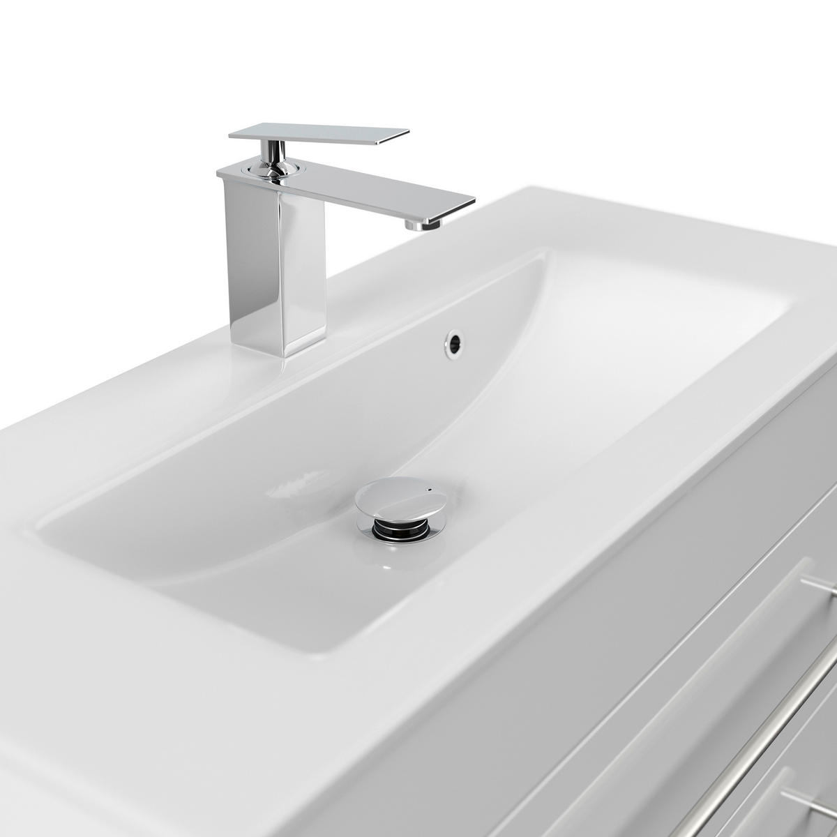 BADEZIMMER  in 80,4 cm  - Weiß Hochglanz/Silberfarben, MODERN, Keramik/Holzwerkstoff (80,4cm) - MID.YOU