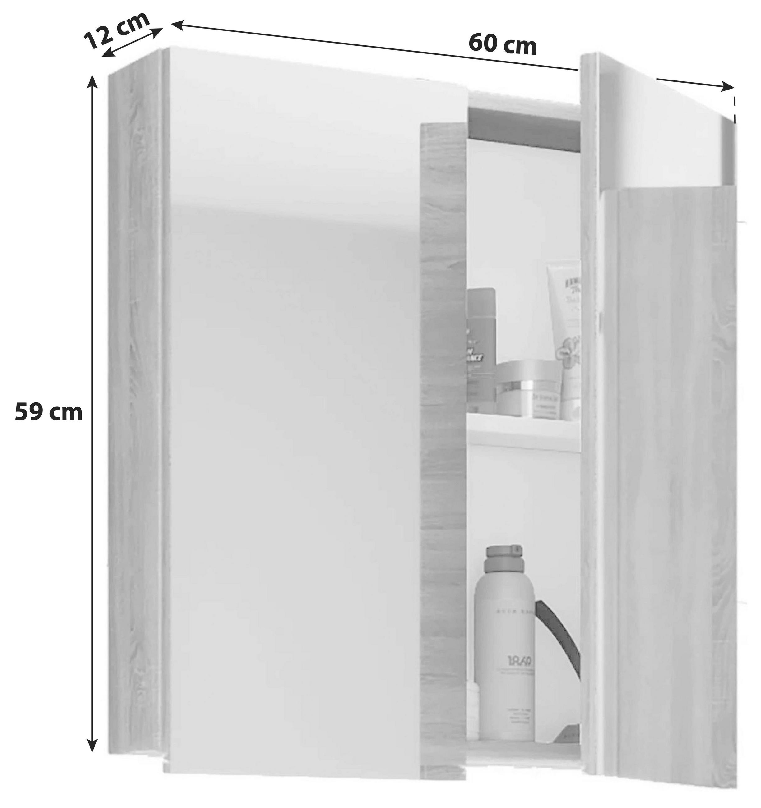 SPIEGELSCHRANK 60/59/12 cm  - Sonoma Eiche, Basics, Glas/Holzwerkstoff (60/59/12cm) - MID.YOU