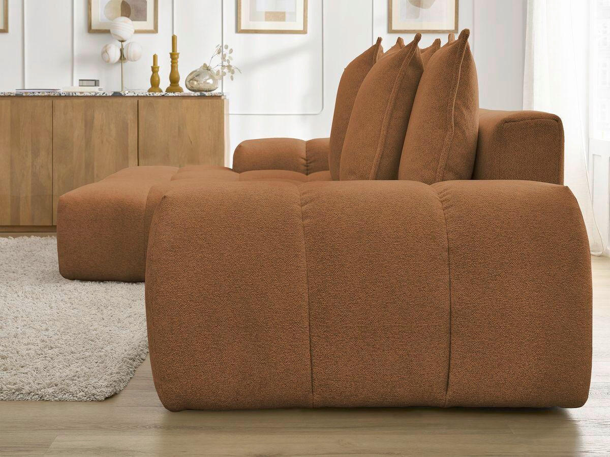 ECKSCHLAFSOFA EVEREST  mit Rücken echt, Armteil links, Armteil rechts Flachgewebe Orange  - Schwarz/Orange, MODERN, Kunststoff/Textil (180/318cm) - Livetastic