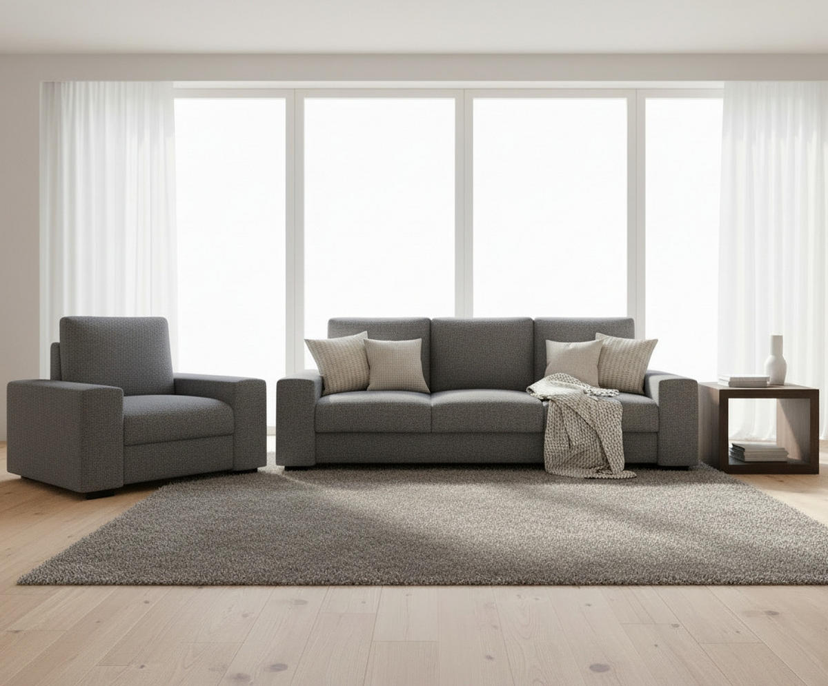 SESSEL in Bouclé Grau  - Beige/Schwarz, Design, Textil (108/91/92cm) - MID.YOU