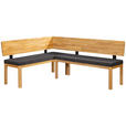 ECKBANK 171/248 cm Webstoff Schwarz, Eichefarben Eiche vollmassiv   - Eichefarben/Schwarz, KONVENTIONELL, Holz/Textil (171/248cm) - Linea Natura