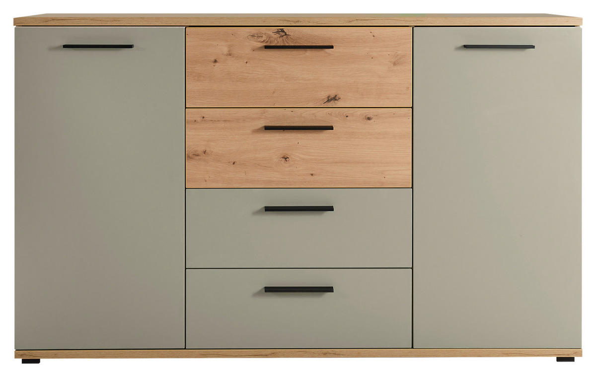 KOMMODE  in 150/92/38 cm  - Salbeigrün/Schwarz, KONVENTIONELL, Holzwerkstoff/Kunststoff (150/92/38cm) - Xora