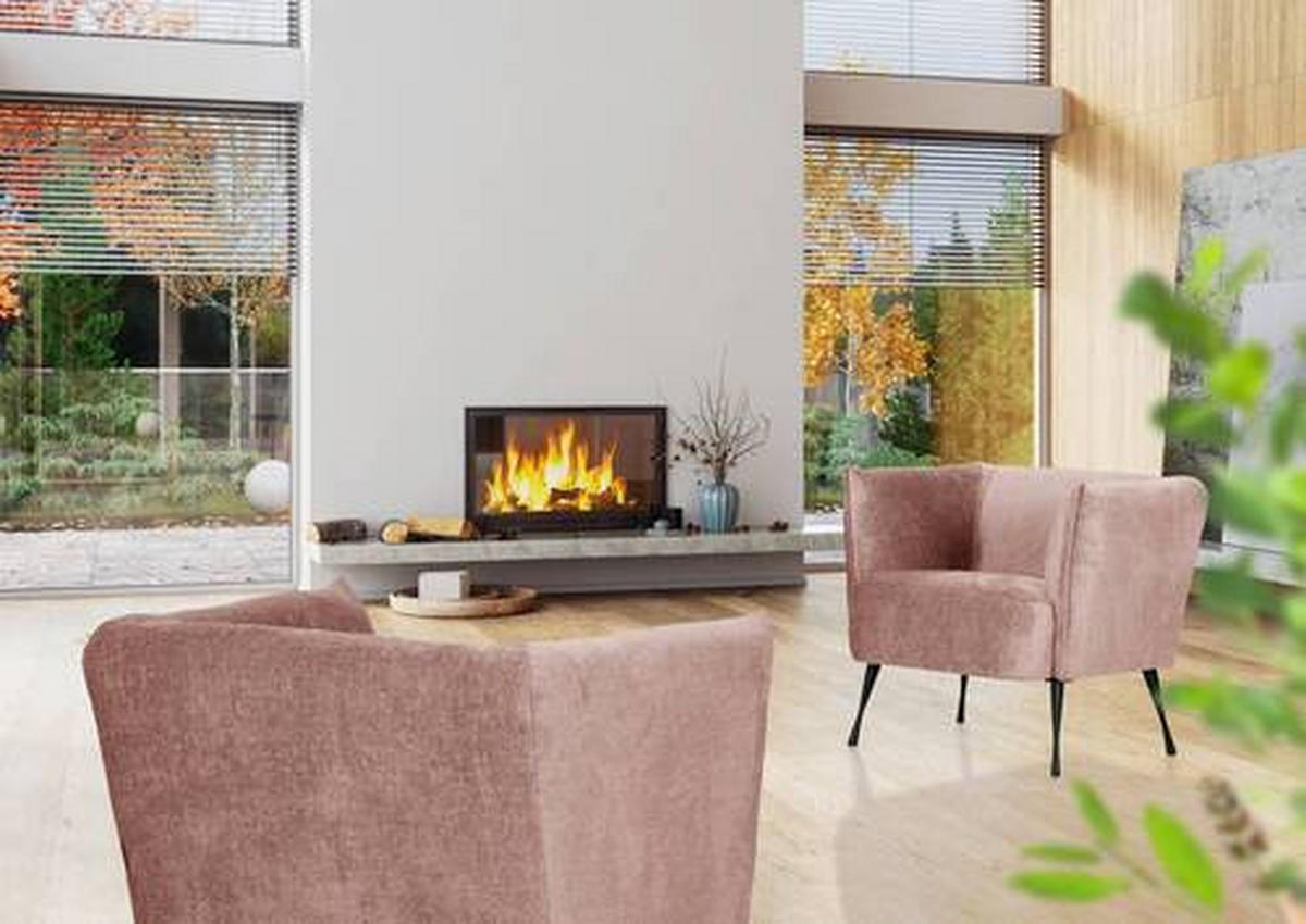 FÅTÖLJ i textil gammelrosa  - svart/gammelrosa, Design, metall/textil (76/73/76cm) - MID.YOU