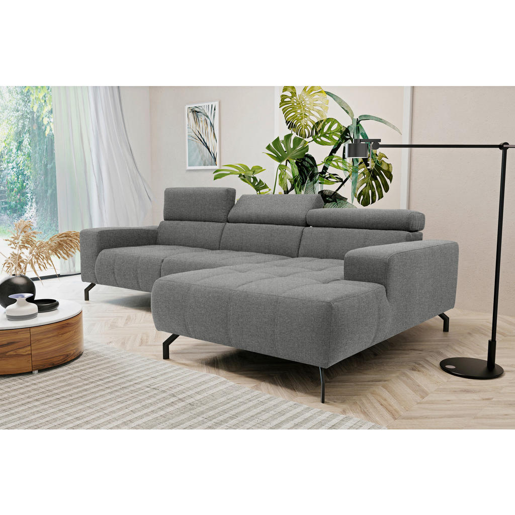 Thumbnail - Mid.you Ecksofa, Silber, Textil, Uni, 3-Sitzer, Ottomane rechts, L-Form, 292x175 cm, Made in EU, FSC Mix, Rücken echt, W...