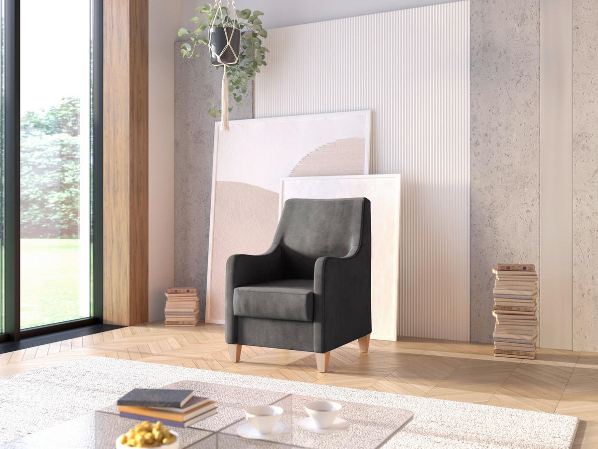 SESSEL in Flachgewebe Schwarz  - Eichefarben/Schwarz, KONVENTIONELL, Holz/Textil (70/93/75cm) - Sit & More