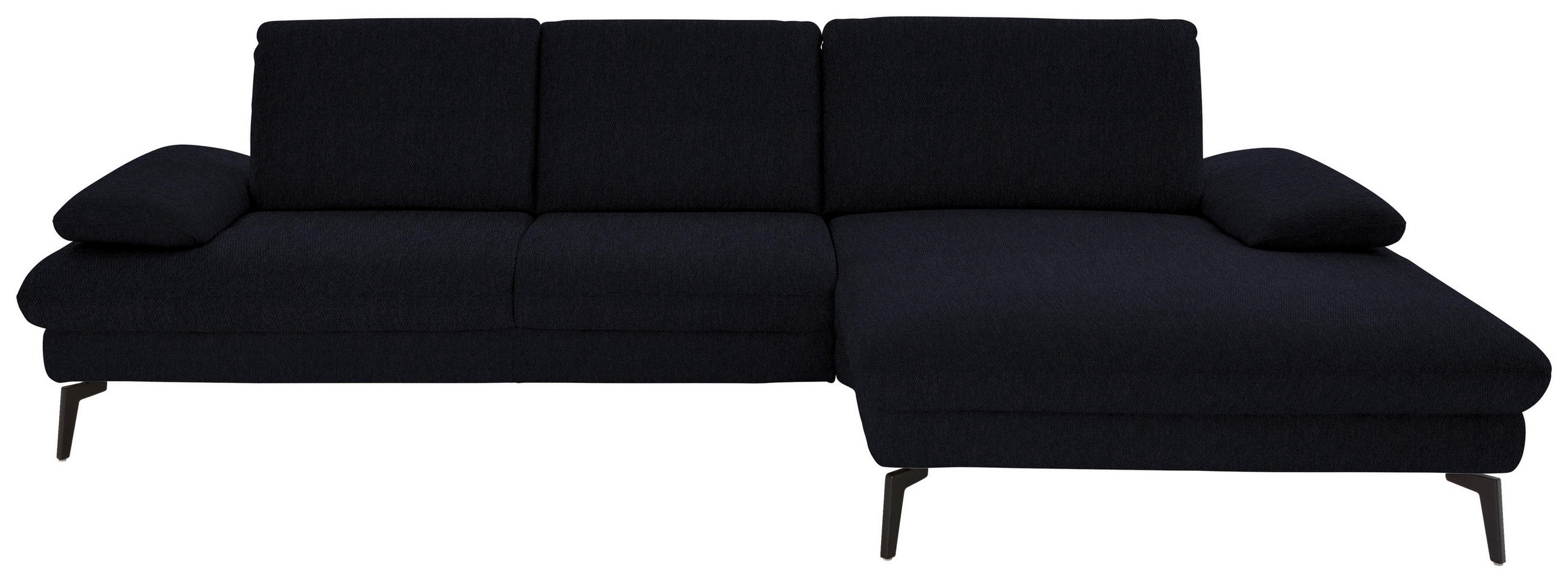ECKSOFA in Chenille, Mikrofaser Schwarz  - Schwarz, Design, Textil/Metall (299/157cm) - Dieter Knoll