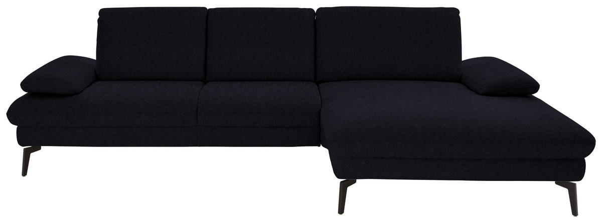 ECKSOFA in Chenille, Mikrofaser Schwarz  - Schwarz, Design, Textil/Metall (299/157cm) - Dieter Knoll