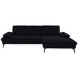 ECKSOFA in Chenille, Mikrofaser Schwarz  - Schwarz, Design, Textil/Metall (299/157cm) - Dieter Knoll