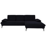 ECKSOFA in Chenille, Mikrofaser Schwarz  - Schwarz, Design, Textil/Metall (299/157cm) - Dieter Knoll