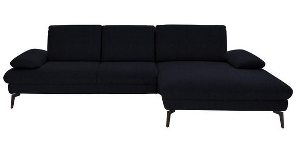 ECKSOFA in Chenille, Mikrofaser Schwarz  - Schwarz, Design, Textil/Metall (299/157cm) - Dieter Knoll