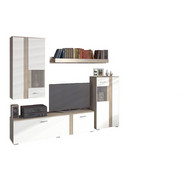 REGAL ZA DNEVNI BORAVAK bijela, hrast Sonoma - bijela/hrast Sonoma, Design, drvni materijal/metal (225/200/38cm) - Ti`me