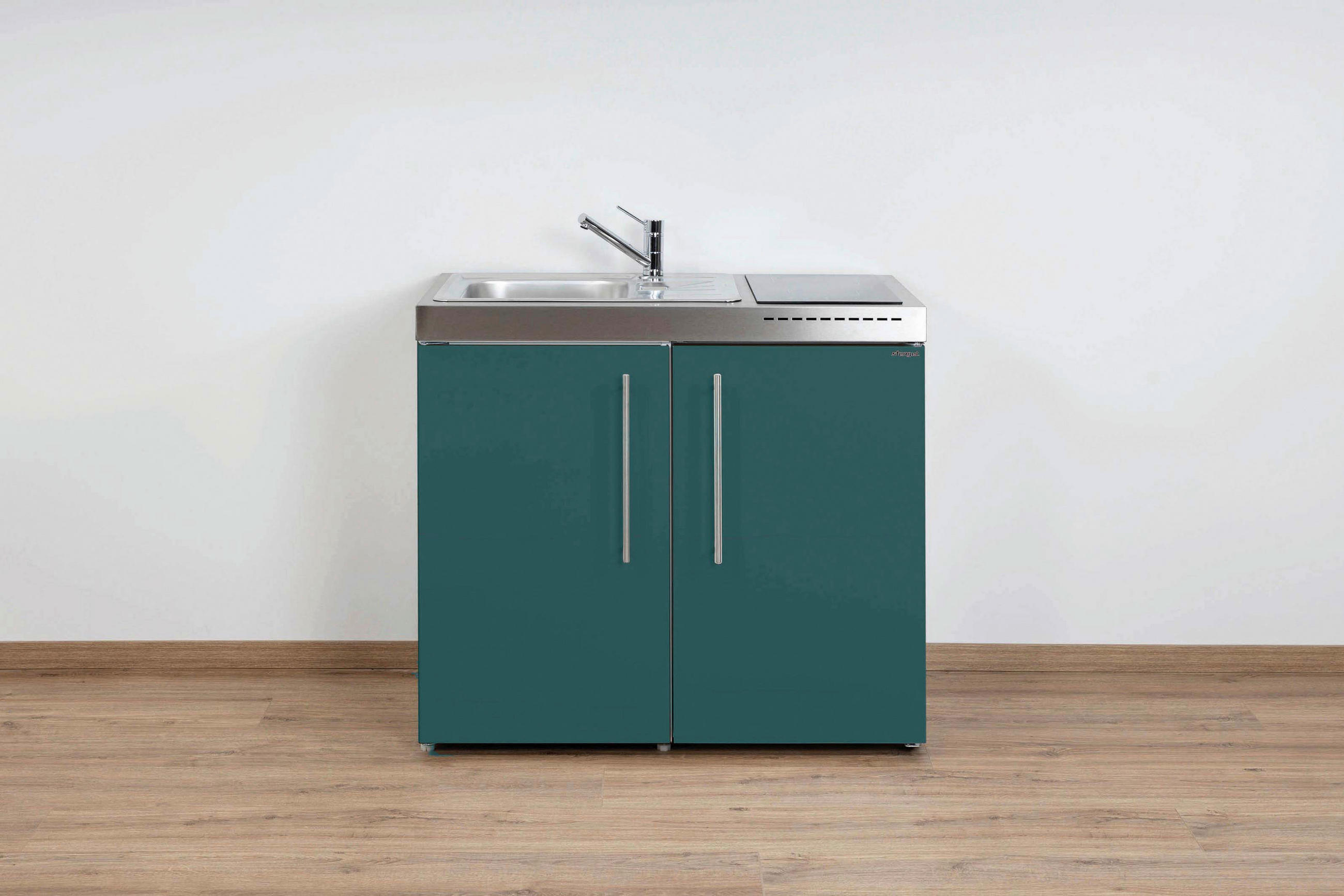 MINIKÜCHE  100/89/60 cm  in Türkis  - Türkis/Edelstahlfarben, Basics, Metall (100/89/60cm)