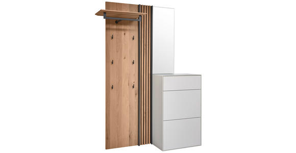 GARDEROBE 3-teilig  in 125/196/39 cm  - Eichefarben/Weiß, Design, Glas/Holz (125/196/39cm) - Johann Jakob