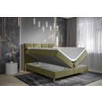 BOXBETT 140/200 cm,  in Olivgrün, gepolstertes Kopfteil, Bettkasten, Topper, H3 = fest  - Chromfarben/Olivgrün, Design, Holz/Holzwerkstoff (140/200cm) - Esposa